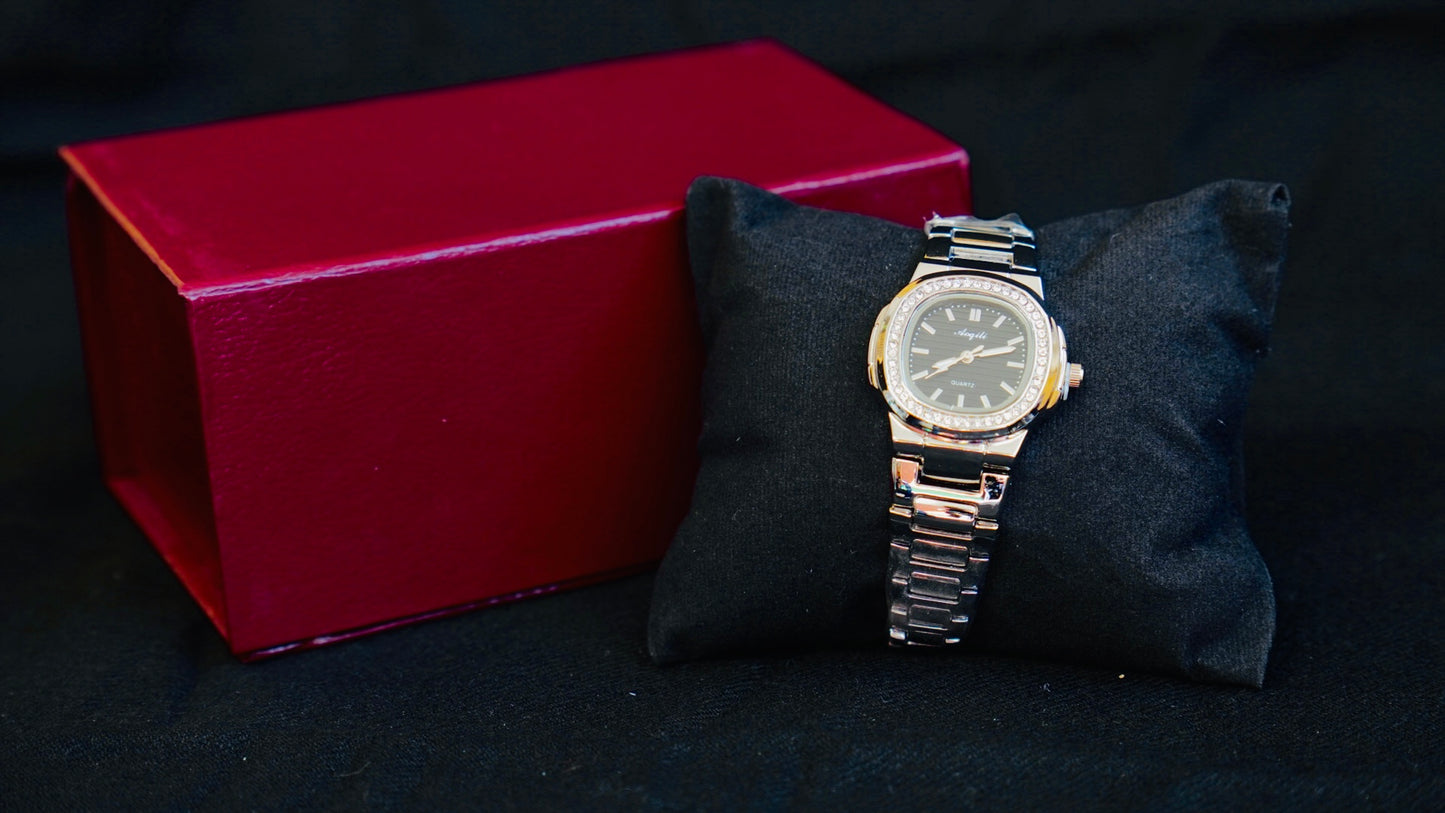 Ladies Black/Silver Premium Watch